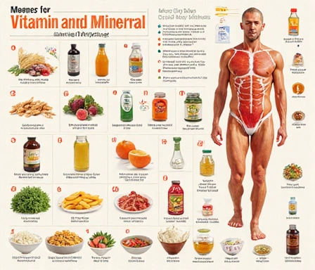 Nutritional chart showing men's vitamin and mineral requirements