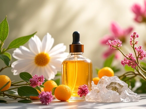 Natural beauty elements showcasing skincare ingredients and fresh botanicals